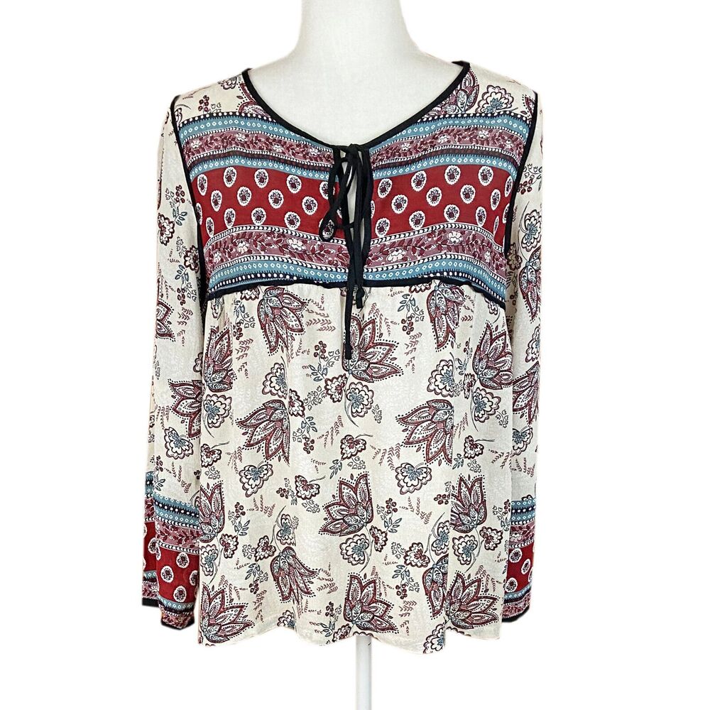 Sanctuary Revolve Belle Blouse Size M Provence Floral Paisley Chiffon Peasant